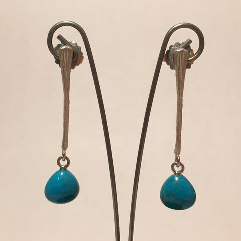 Sterling Silver, and Turquoise Drop Earrings by Dahlia Kanner