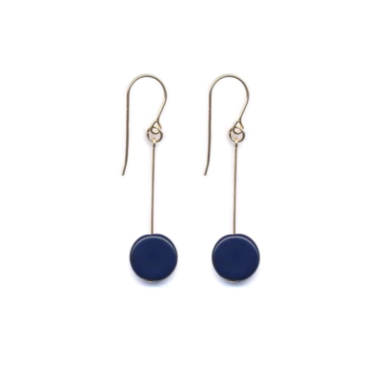 Navy Circle Drop Earrings by I. Ronni Kappos