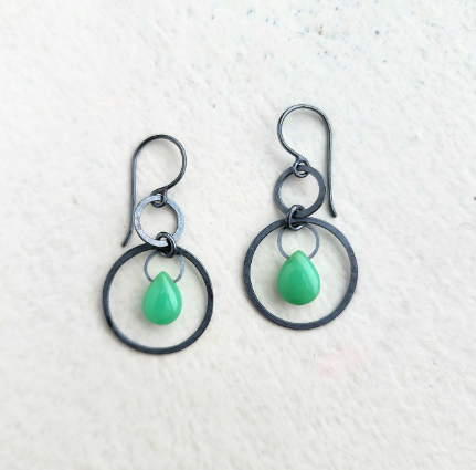 Chrysoprase Circle Bunches Earrings by Heather Guidero