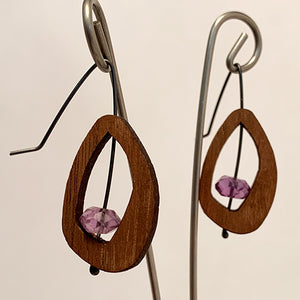 Walnut and Amethyst Earrings by Allison Johnson