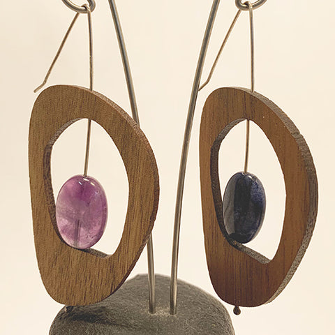 Walnut Two-Tone Earrings by Allison Johnson
