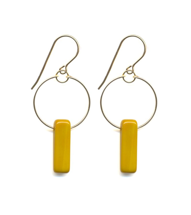 Mustard Bar Hoop Earrings by I. Ronni Kappos