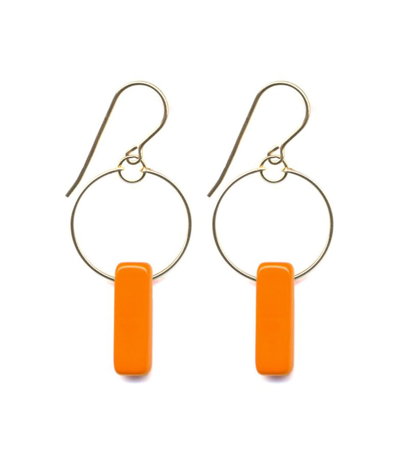 Orange Bar Hoop Earrings by I. Ronni Kappos