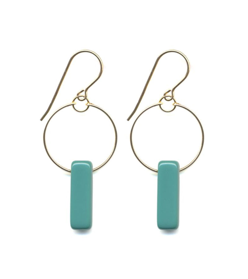 Turquoise Bar Hoop Earrings by I. Ronni Kappos