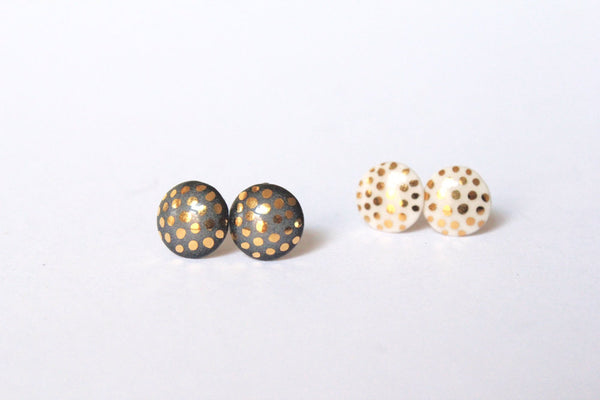 Ladybug Flat Porcelain Studs by Mier Luo