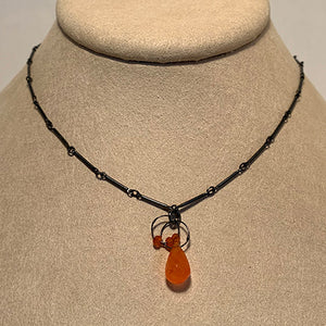 Oxidized Sterling Silver + Carnelian Necklace by Heather Guidero
