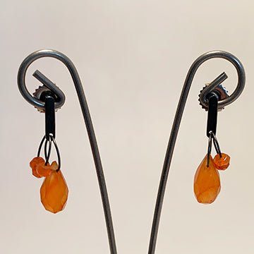 Oxidized Sterling Silver and Carnelian Earrings by Heather Guidero