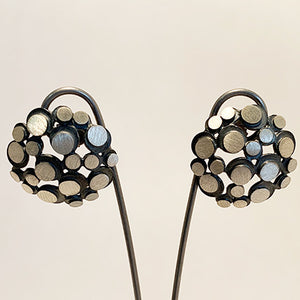 Oxidized and Bright Sterling Silver Post Earrings by Heather Guidero