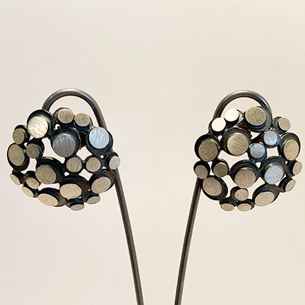 Oxidized and Bright Sterling Silver Post Earrings by Heather Guidero
