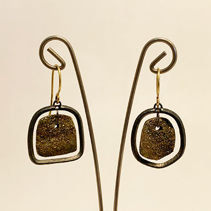 Pyrite Druzy Frame Earrings by Heather Guidero