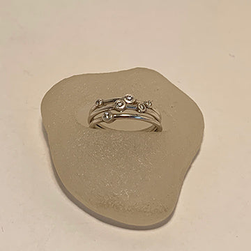 Triple Diamond, Sterling Silver Stacker Ring by Heather Guidero