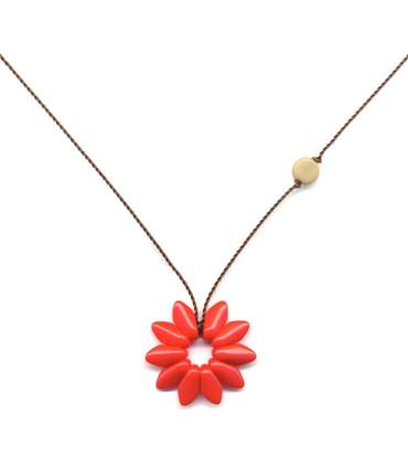 Red Flower Pendant Necklace by I. Ronni Kappos