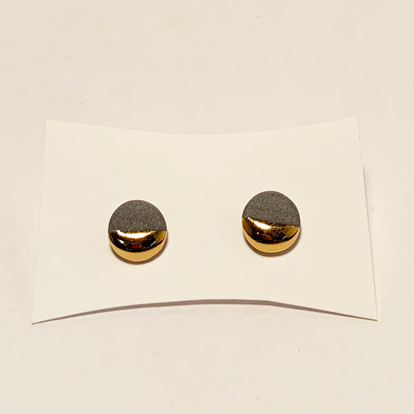 Gold Dipped Large Circle Porcelain Studs by Mier Luo
