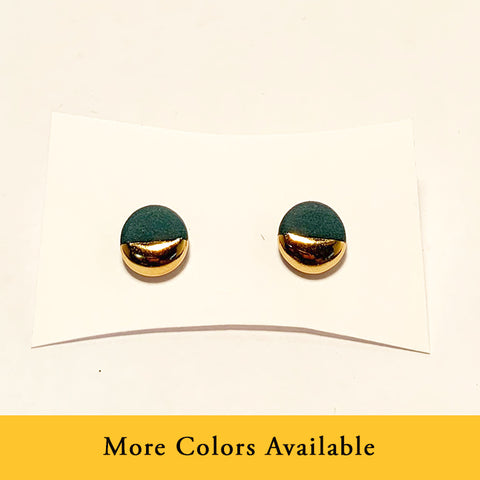 Gold Dipped Large Circle Porcelain Studs by Mier Luo