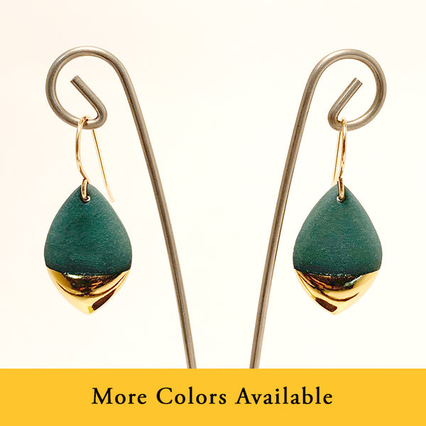 Gold Dipped Marquis Porcelain Earrings by Mier Luo