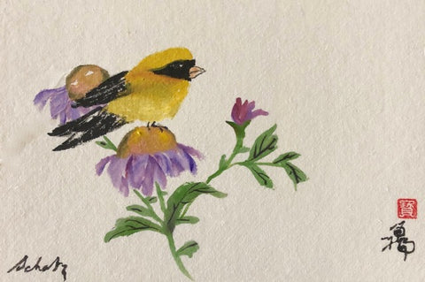 Original Bird Watercolor Card by Sanford Schatz