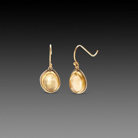 Champagne Quartz Drop Earrings by Ananda Khalsa Jewelry