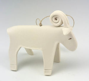 Porcelain Ram Ornament by Beth DiCara