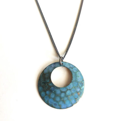Sky Textured Open Circle Necklace by SSD Jewelry