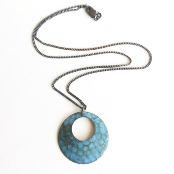 Sky Textured Open Circle Necklace by SSD Jewelry