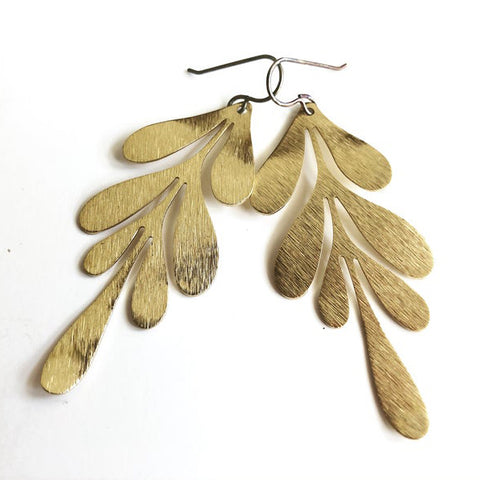 Brass Leaf Earrings by SSD Jewelry