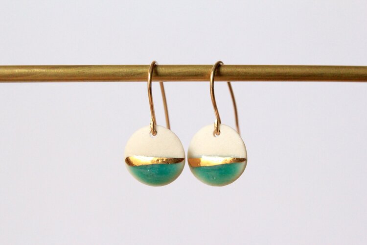 Striped Circle Porcelain Earrings by Mier Luo