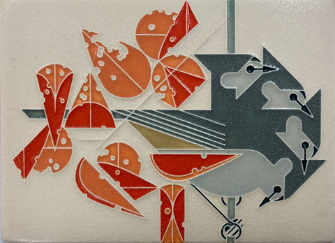 Ceramic "Titmouse Tidbit" Tile by Motawi Tileworks