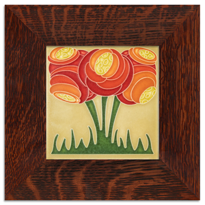 Framed Ceramic "Zoom Blooms" Tile by Motawi Tileworks